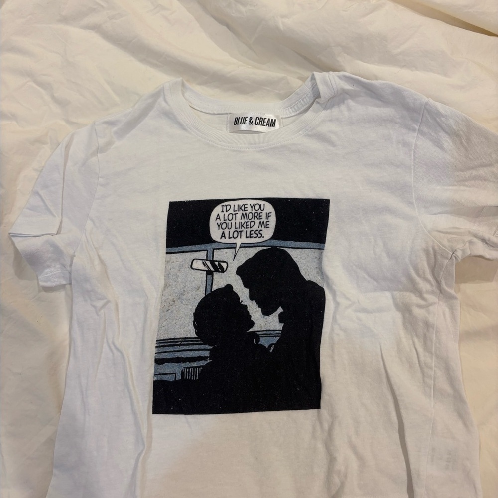 Blue & Cream White Kids T-Shirt with Graphic Print